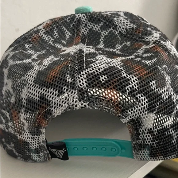 Mint and Black Trucker Hat with Bull Patch - Picture 3 of 4